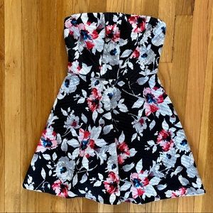 Express Floral Strapless Dress